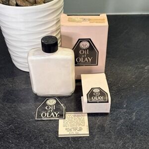 Vintage Oil Of Olay Beauty Fluid Lotion 4 oz Glass Bottle ORIGINAL